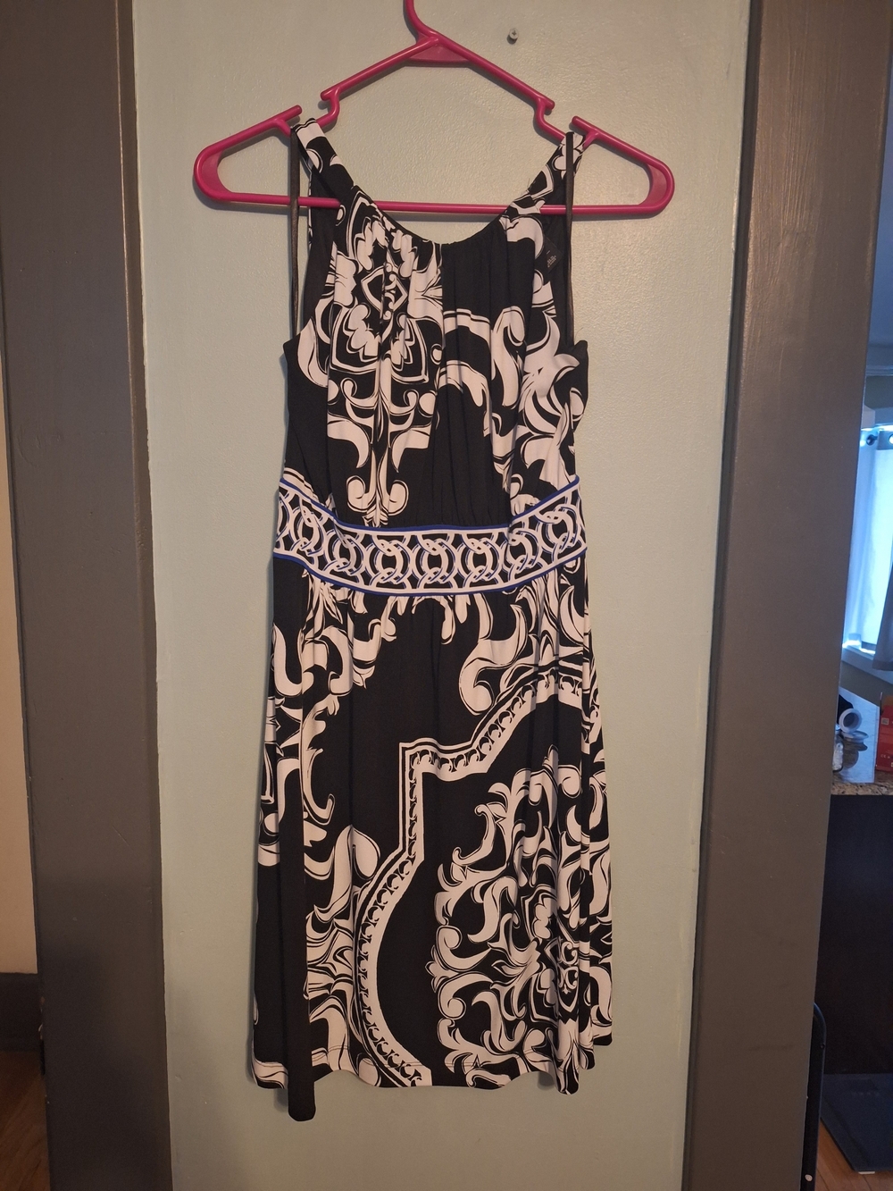 White House Black Market Black and White Printed Midi Dress